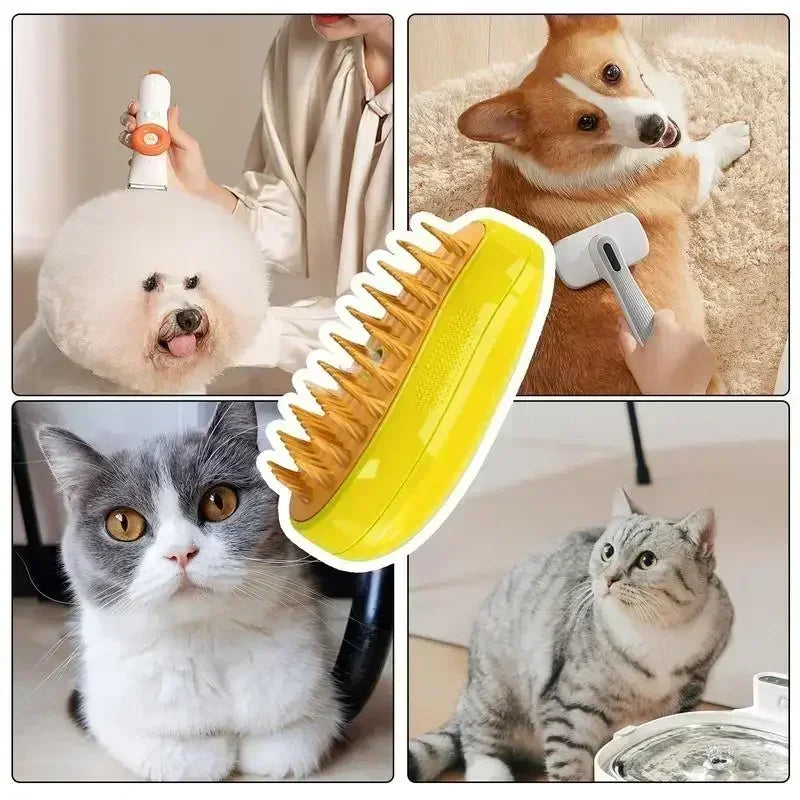 Steam Dog Brush Cats Hair Brush Hair Removal Comb Electric Spray Dogs Triple Pet Grooming Steamy Supplies Products Home Garden