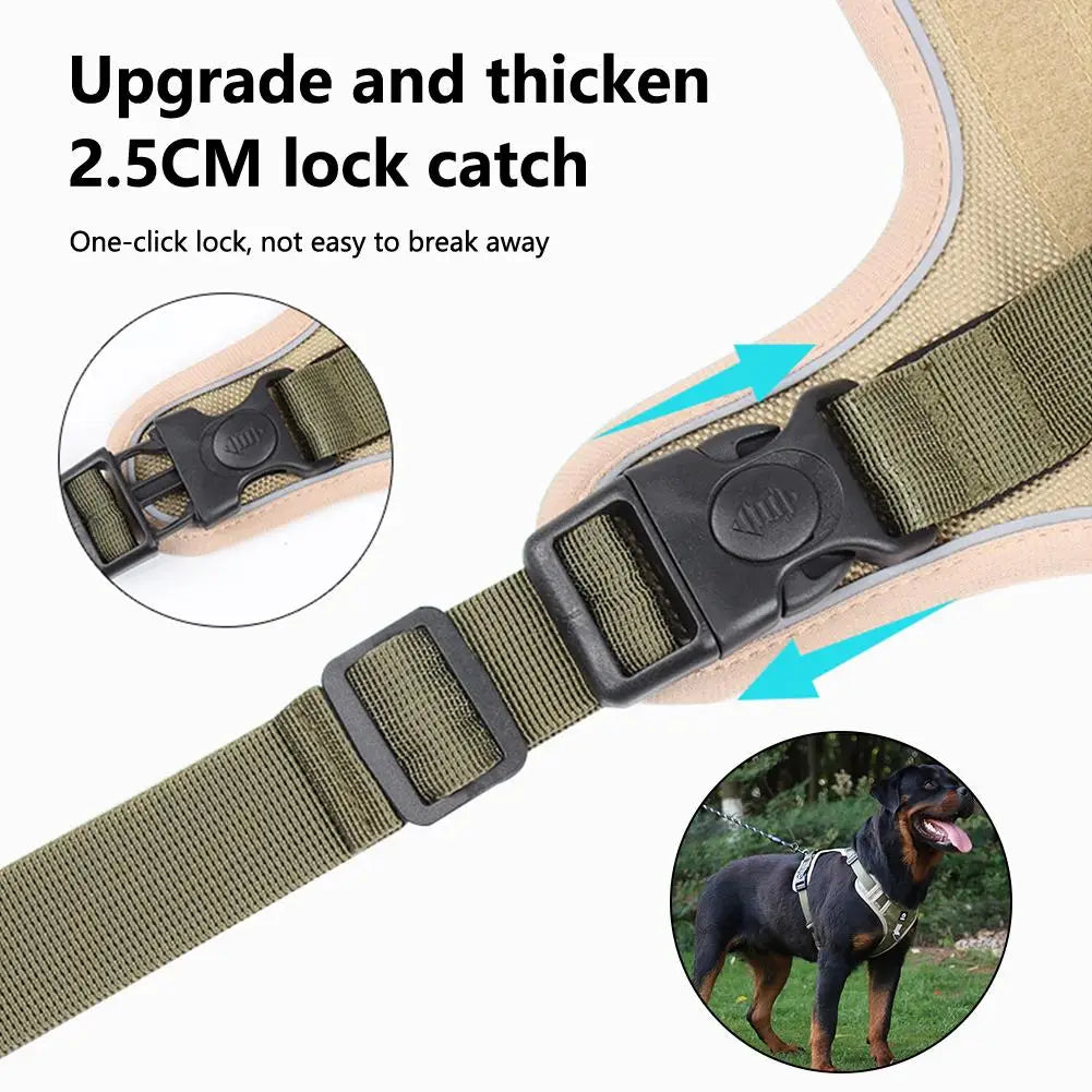 Medium Large Dog Harnesses Collar Labrador Army Reflective Adjustable Harness Oxford Cloth Pet Vest Training Hound Walk the Dog