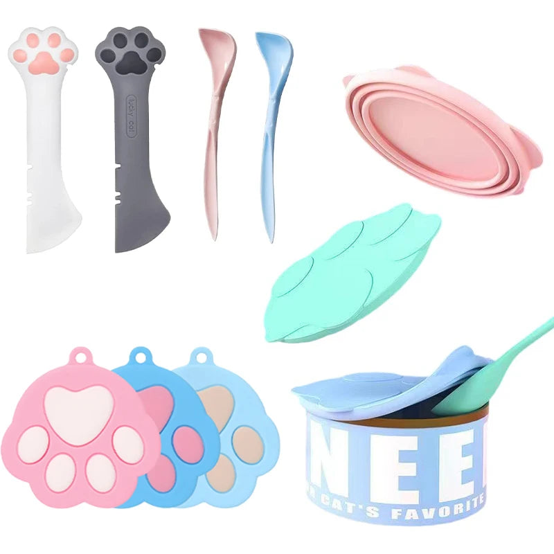 Cat Food Can Lid Spoon Silicone Can Covers Dog Cat Can Lids Food Preservation for Pets Wet Food Storage Lid Dog Accessories