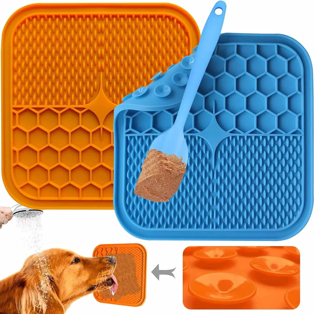 3pcs Set Licking Mat for Dogs and Cats Slow Feeder for Dog Bowls BathingGrooming and Training BPA-Free