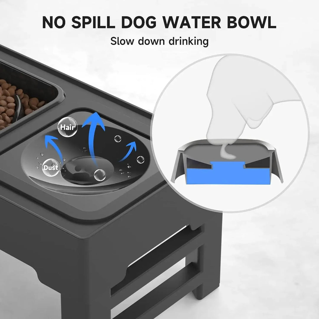 Pet Elevated Dog Bowls Adjustable Raised Dog Bowl with Slow Feeder Dog Bowl and Dog Water Bowl Non-Spill for Dogs and Pets