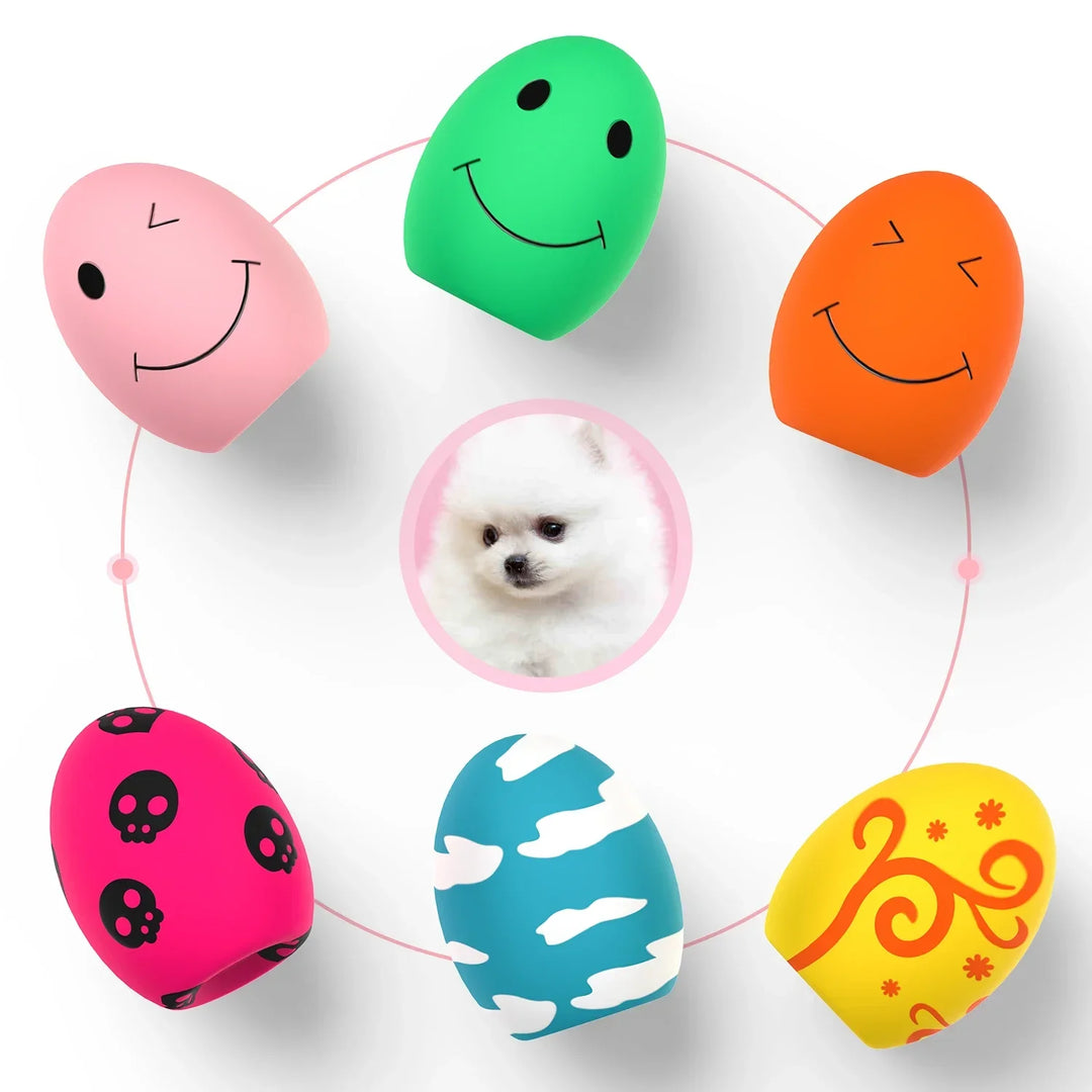 SChitec Dog Toys bouncy egg Funny Ball Squeaky Latex Bouncy Egg with Squeaker for Puppy Small Pet Dogs Soft Rubber Sound