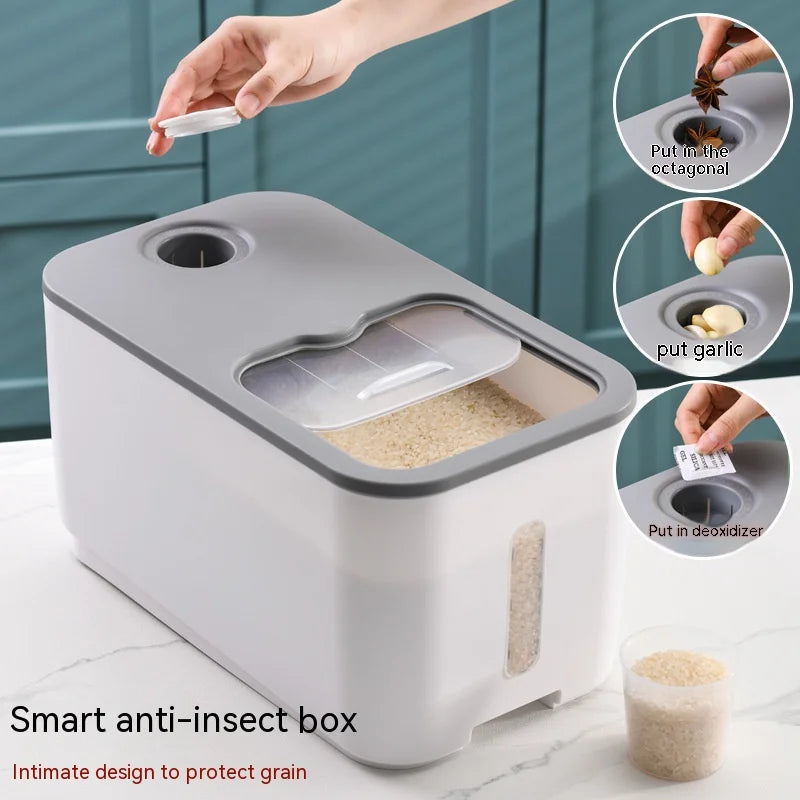 Household Kitchen Transparent 20 Kg with Rice Barrel Storage Box Insect-Proof Tide Sealed Grain Storage Barrel.