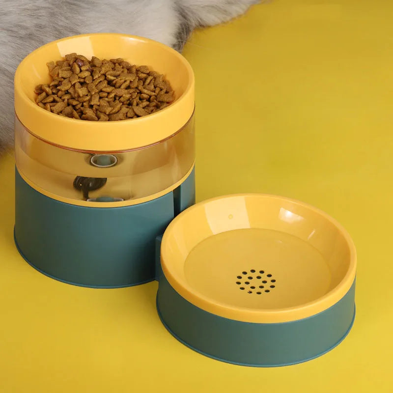 Pet Dog bowl color collision automatic feeder double-layer neck protection water dispenser dual-purpose cat food basin