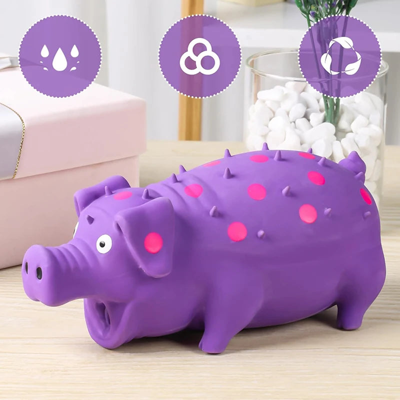 Squeaky Pig Dog Toys Dots Latex Dog Chew Toys with a Oinks Sound Durable Squeaker Grunting Pig Dog Squeeze Toy