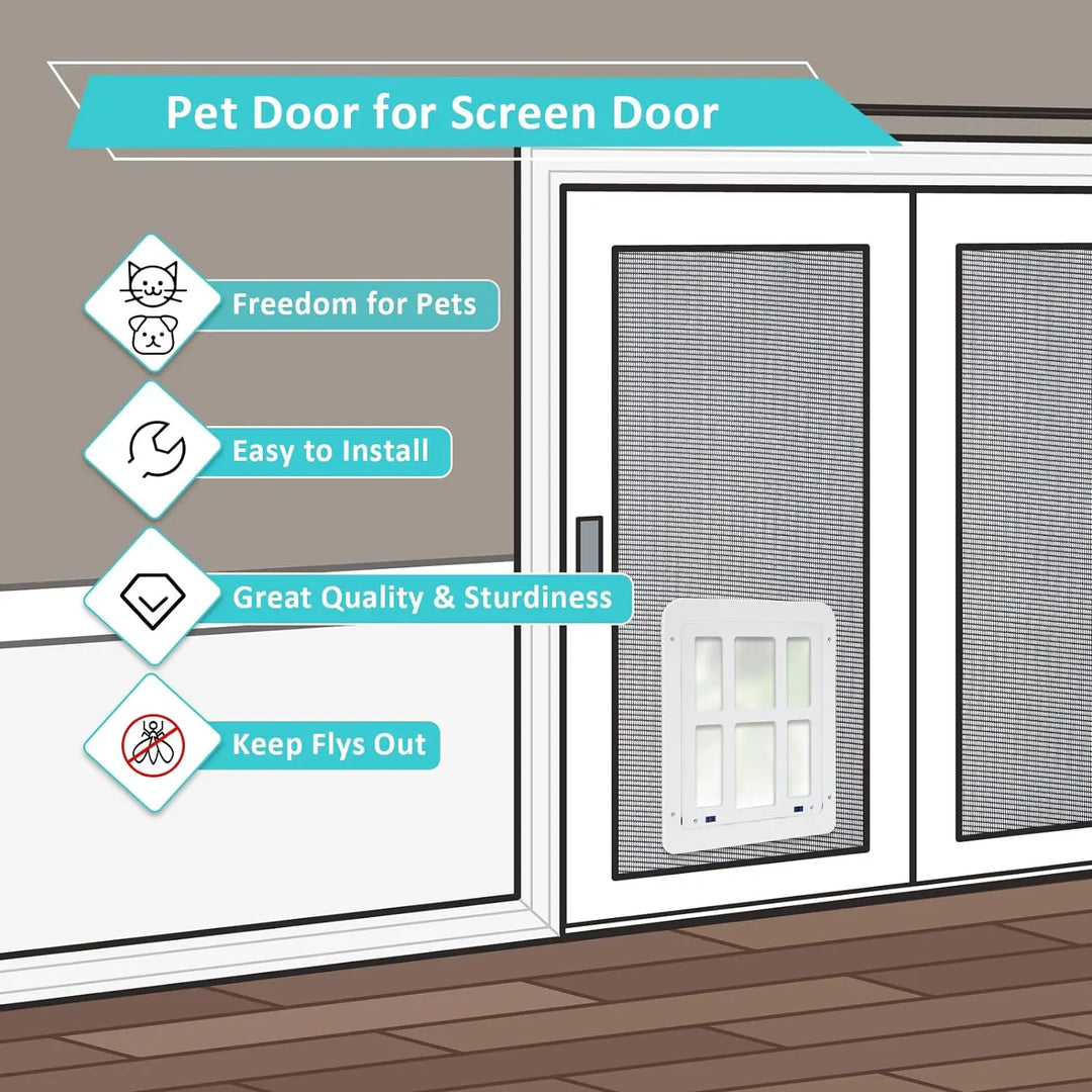 ATUBAN Dog Screen Door, Inside Door Flap 11x13 Inch Lockable Pet Screen Door Magnetic Closure Sturdy Doggie Door for Screen Door
