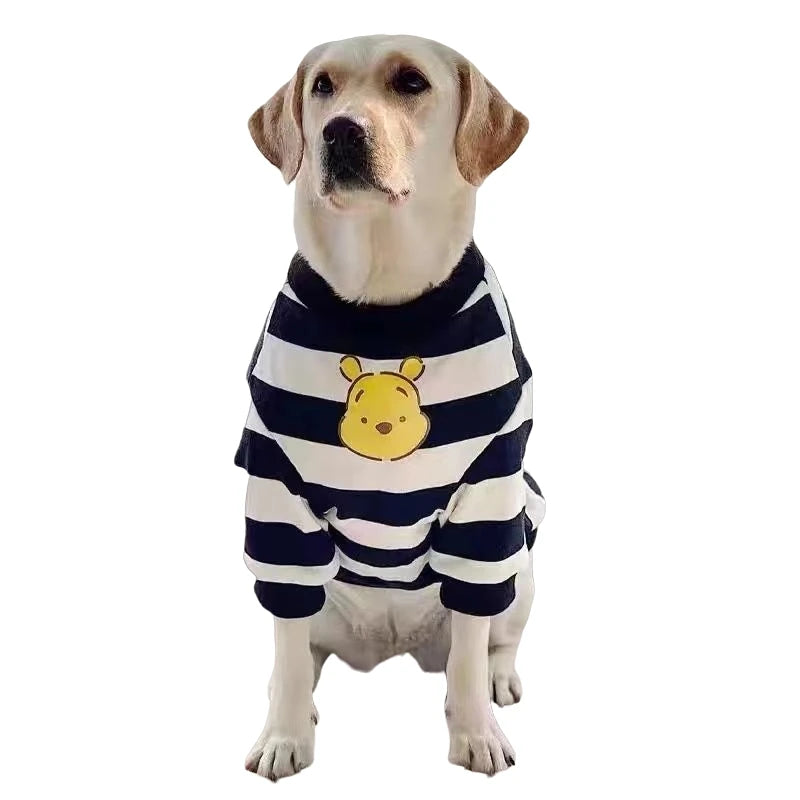 Large Dog Striped Sweatshirt, Labrador, Golden Retriever, Internet Celebrity, Tide Brand, Spring and Autumn