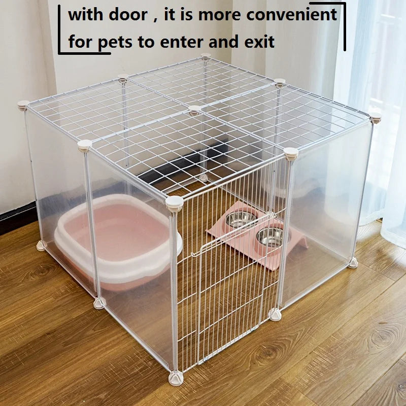 Portable Pet Playpen DIY Small Animals Metal Wire Crate Kennel Pet Fence Safe Guard Cats Door Playpen Cage Products Pen Exercise