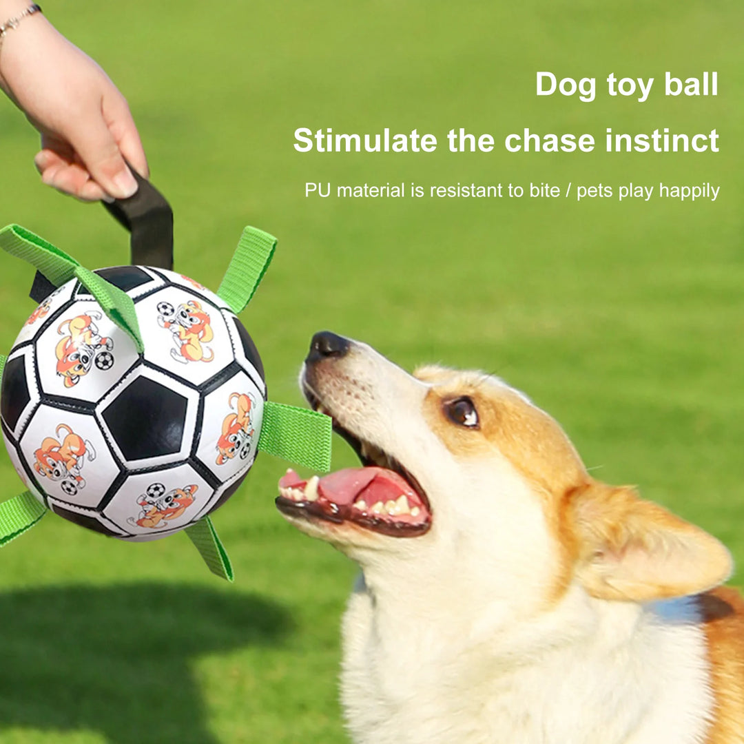 Dog Soccer Ball with Straps Interactive Dog balls Molar Relieve Boredom Dog Toys for Tug Games Fetch Dog Ball Outdoor Garden Toy