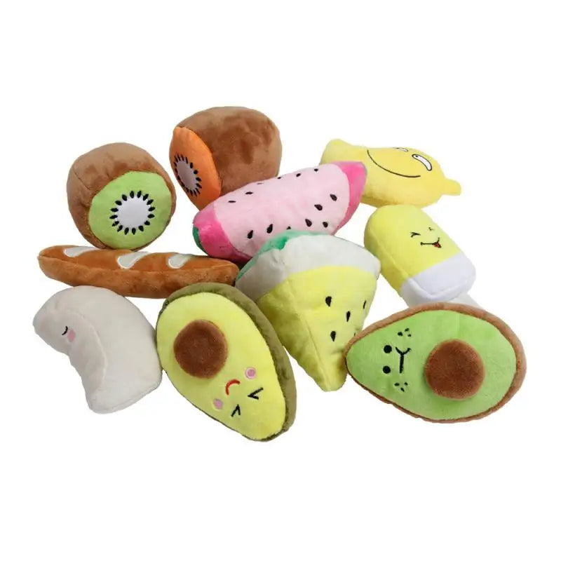 Puppy Dog Plush Squeaky Toys for Small Medium Dogs Fruit Kiwi Avocado Aggressive Chewers for Pet Cat Products Puppy Accessories