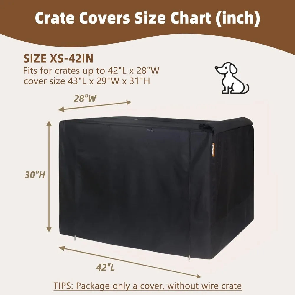 Folding Metal Dog Crate Cover for 42 Inch Wire Pet Cage (Black)