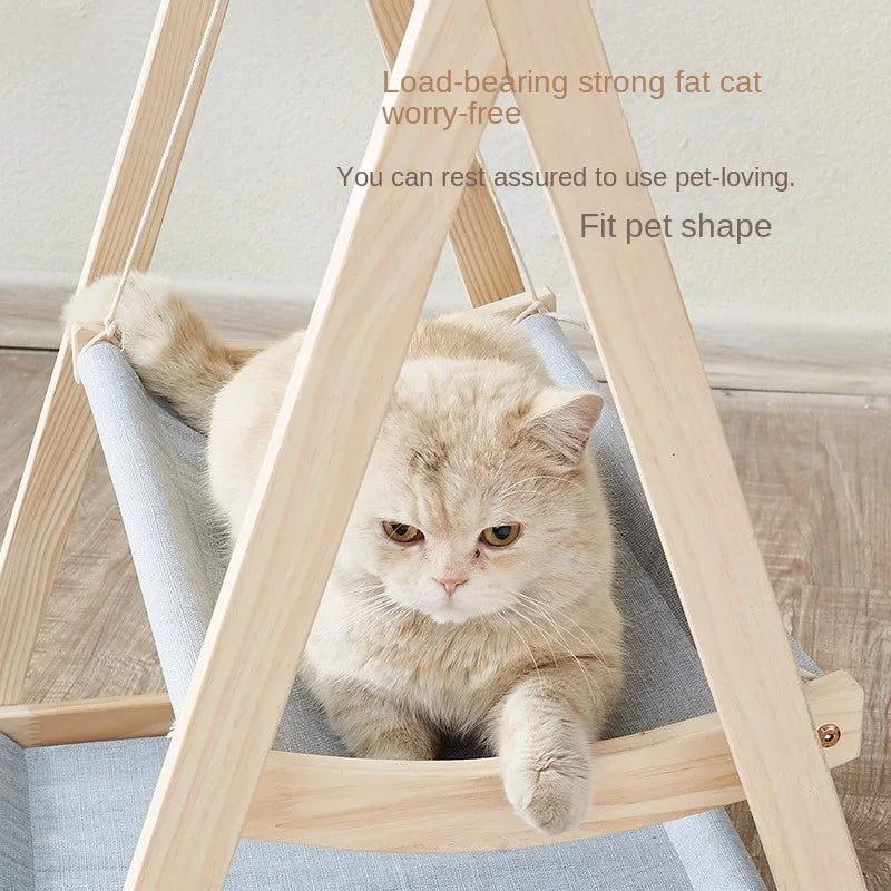 Bunk Cat Bed Pet Bed Wooden Cradle Bed Does Not Occupy The Cat Nest Off The Ground Moisture-proof Removable Washable Hammock