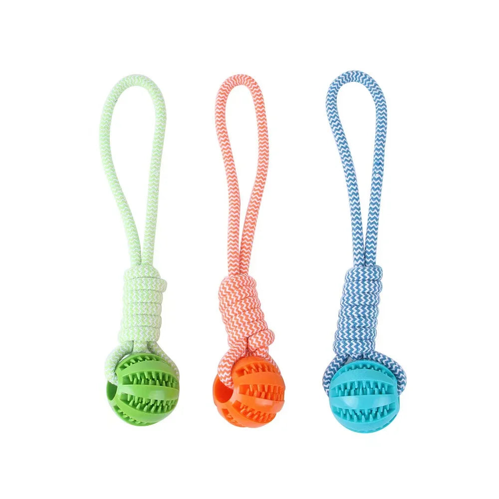 Dog toys, hand pull food leakage ball, teeth grinding, bite resistant cotton rope, interactive pet teeth cleaning toys